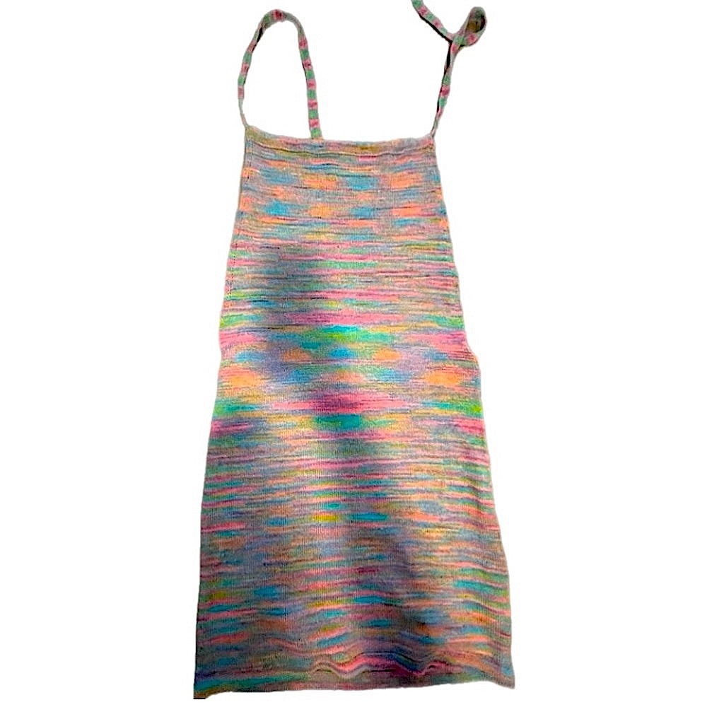 The Copper Closet Knit Beach Days Halter Multicolor Mini Backless Dress Small
